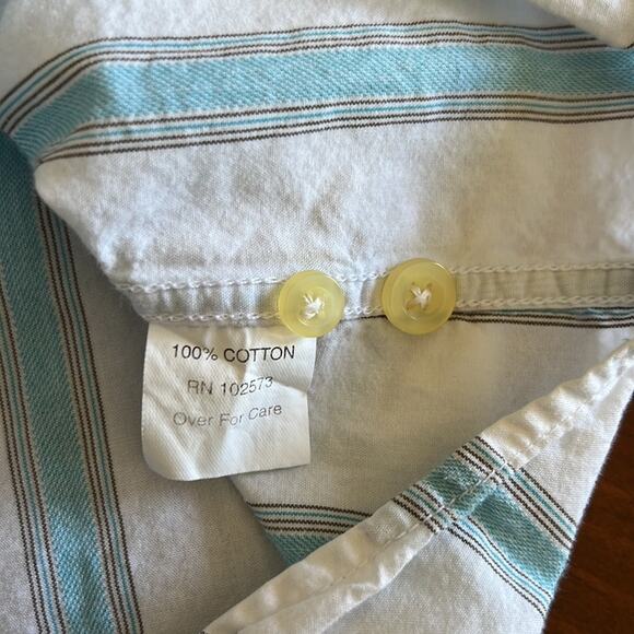 Hollister Mens Size M White & Blue Striped Buttoned Down Shirt - Picture 5 of 8